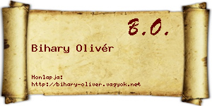 Bihary Olivér névjegykártya